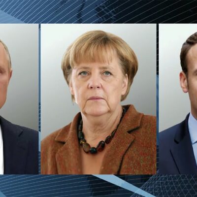 Владимир Путин обсудил с Эммануэлем Макроном и Ангелой Меркель острые международные темы